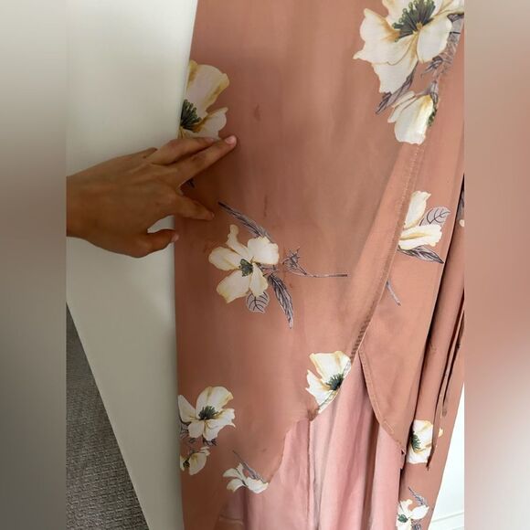 Lulu's Dress All Mine Rusty Rose Pink Floral Print High-Low Wrap Maxi - Picture 14 of 14